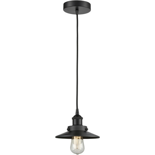 Railroad 1 Light 8 inch Matte Black Mini Pendant Ceiling Light