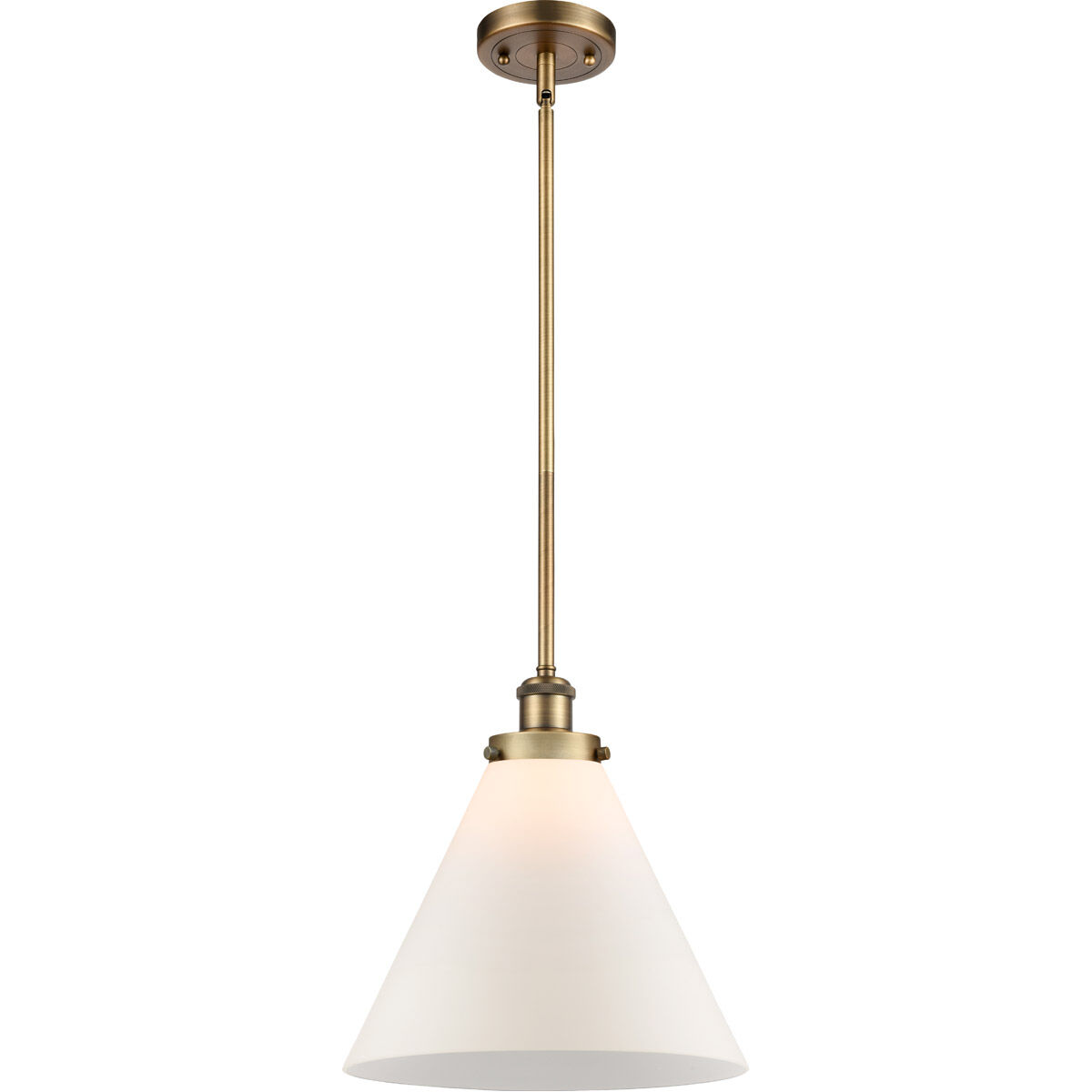 Ballston X-Large Cone 1 Light 12 inch Brushed Brass Pendant Ceiling Light in Matte White Glass