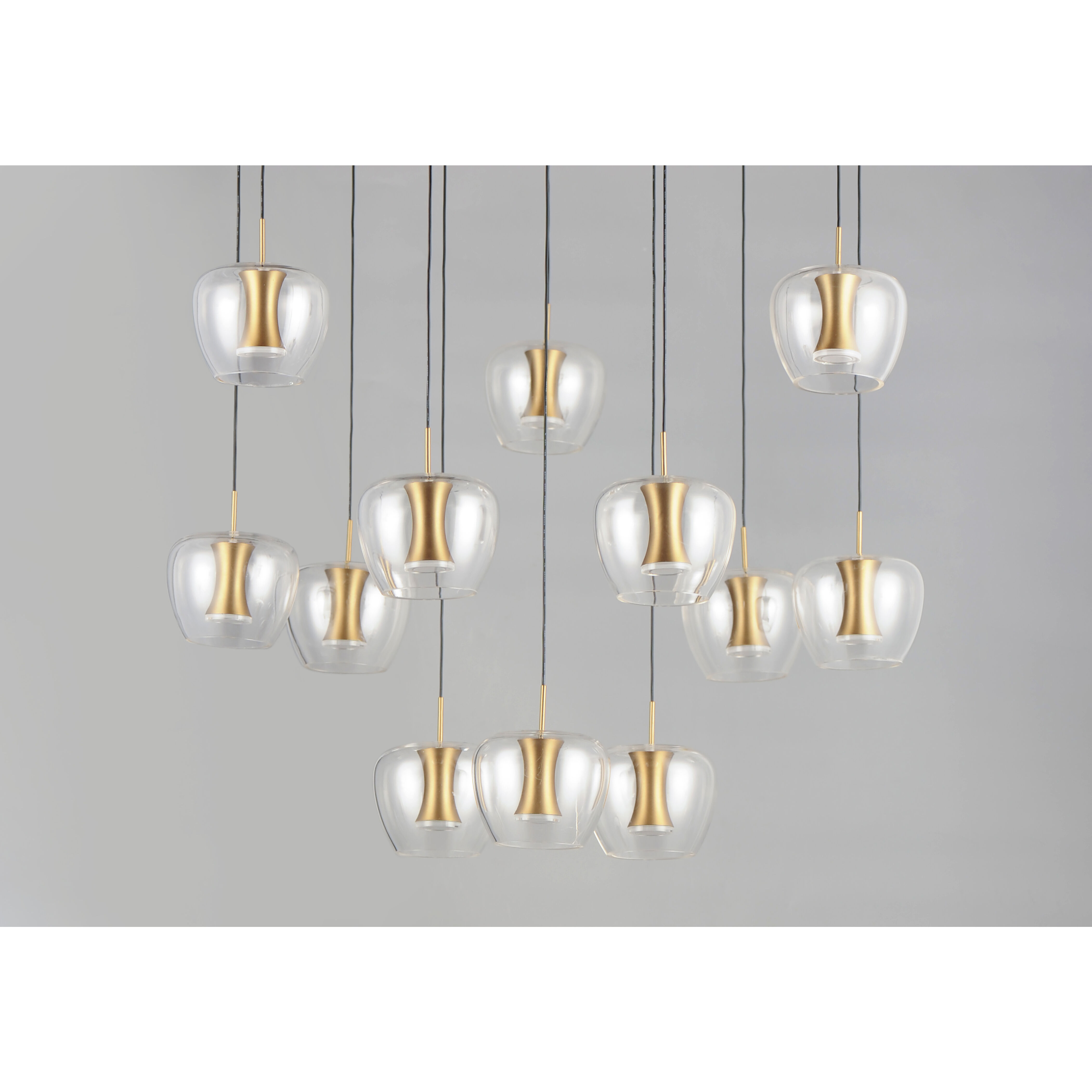 Newton LED 27.5 inch Black and Gold Multi-Light Pendant Ceiling Light