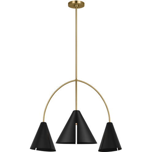 Kelly by Kelly Wearstler Cambre 3 Light 32.38 inch Midnight Black and Burnished Brass Chandelier Ceiling Light in Midnight Black / Burnished Brass