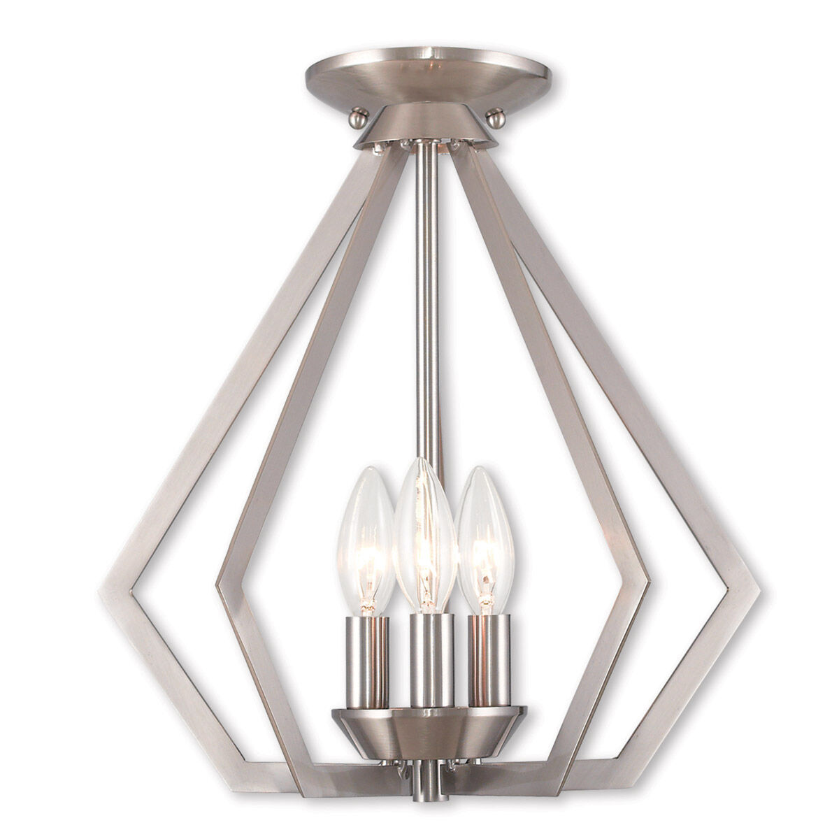 Prism 3 Light 14 inch Brushed Nickel Convertible Mini Chandelier/Ceiling Mount Ceiling Light