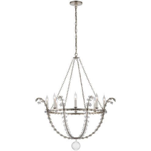 Julie Neill Alonzo LED 34.5 inch Burnished Silver Leaf and Clear Glass Chandelier Ceiling Light, Large