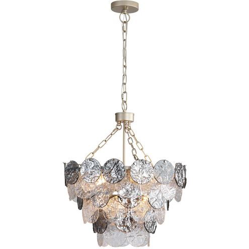 Cascada 8 Light 20.13 inch Aegean Silver Pendant Ceiling Light in Smoke Plated Glass, 3 Tier