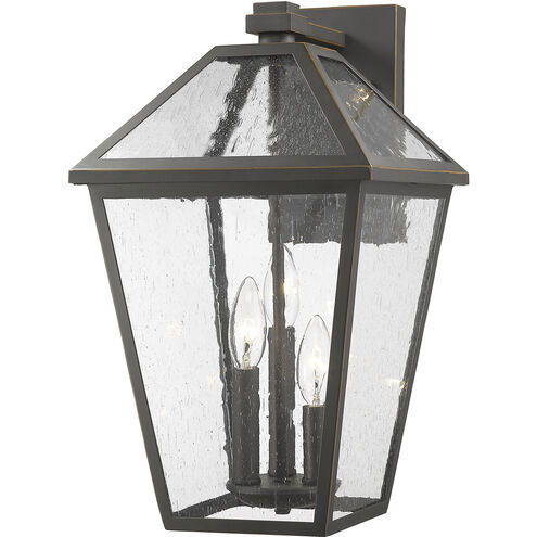Talbot 3 Light 17.5 inch Oil Rubbed Bronze Outdoor Wall Light in Seedy Glass