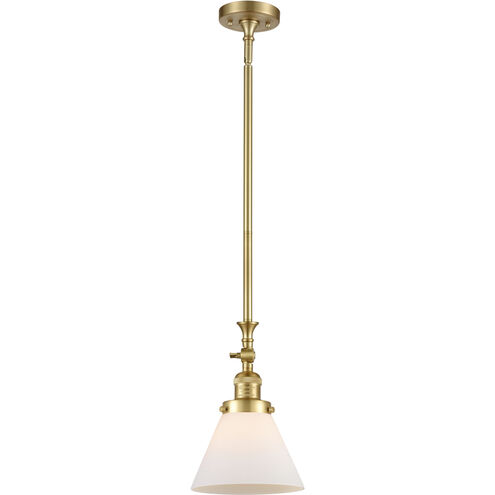 Franklin Restoration Cone 1 Light 8 inch Satin Gold Mini Pendant Ceiling Light in Incandescent, Matte White, Franklin Restoration