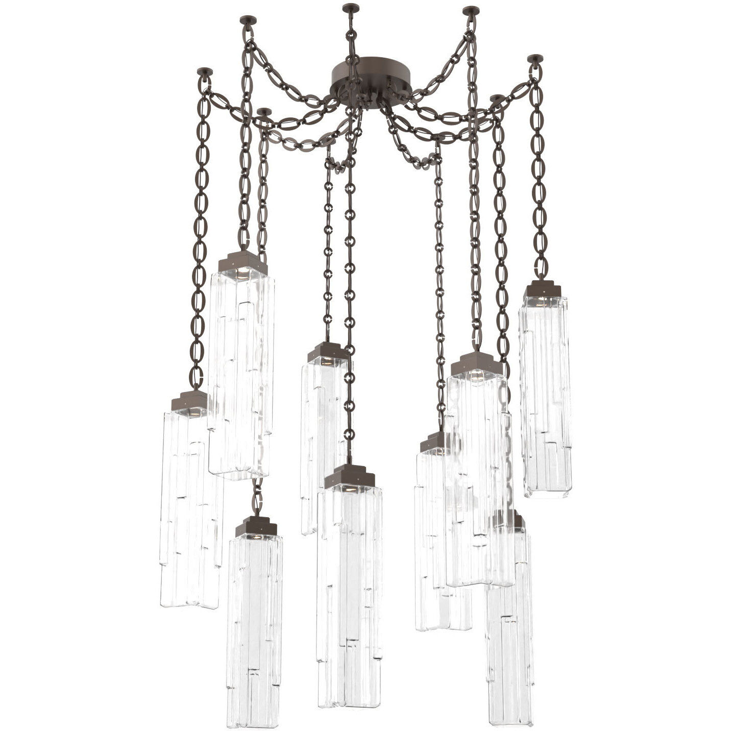 Ledgestone LED 13.5 inch Flat Bronze Swag Multi-Pendant Ceiling Light in 3000K LED, Oval Chain