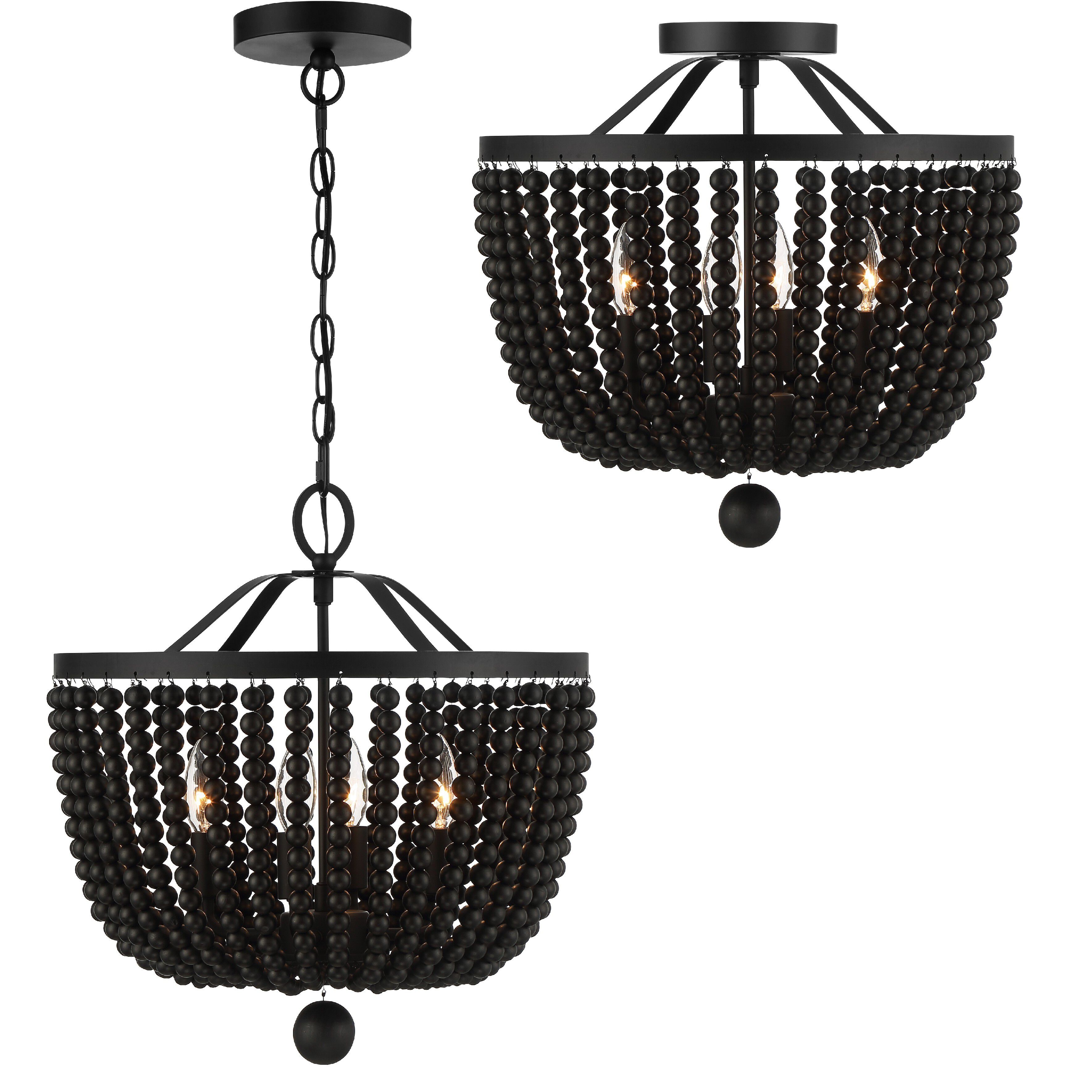 Rylee 4 Light 16.5 inch Matte Black Semi Flush Ceiling Light