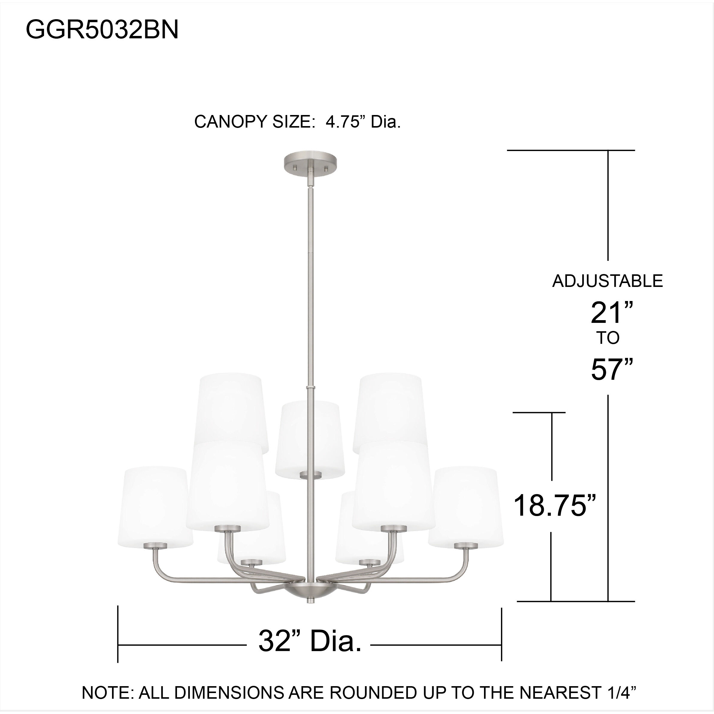 Gallagher 9 Light 32 inch Brushed Nickel Chandelier Ceiling Light