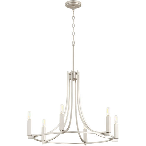 Olympus 6 Light 27 inch Satin Nickel Chandelier Ceiling Light