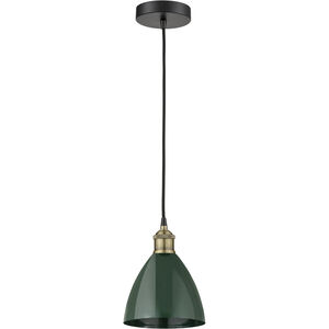Plymouth Dome 1 Light 7.5 inch Black Antique Brass Mini Pendant Ceiling Light in Green