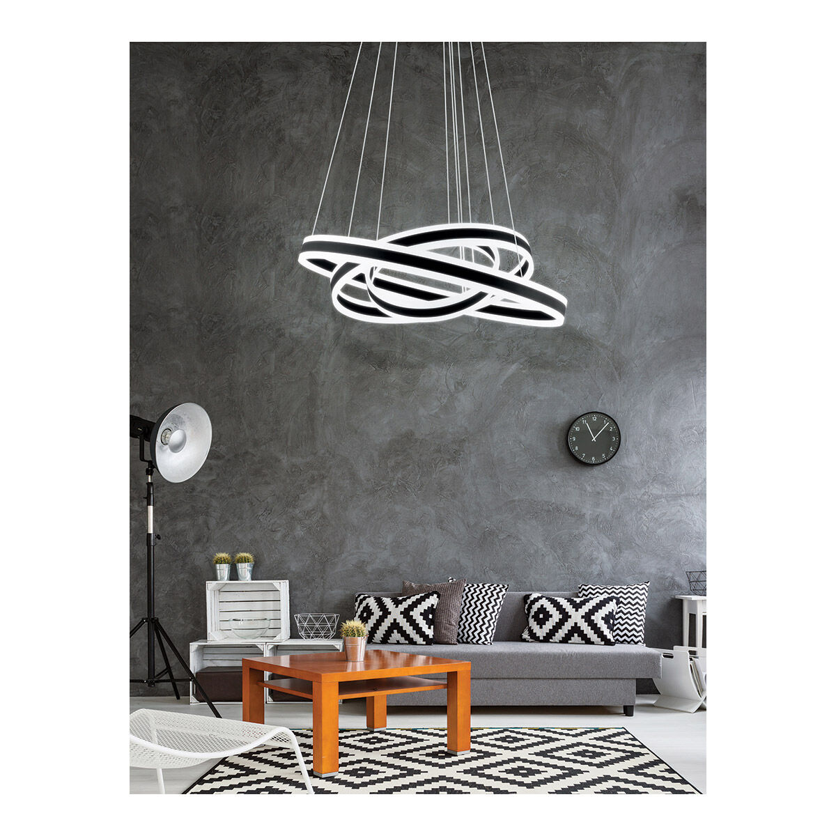 Tonarella LED 31 inch Black. White LED Ring Pendant Ceiling Light