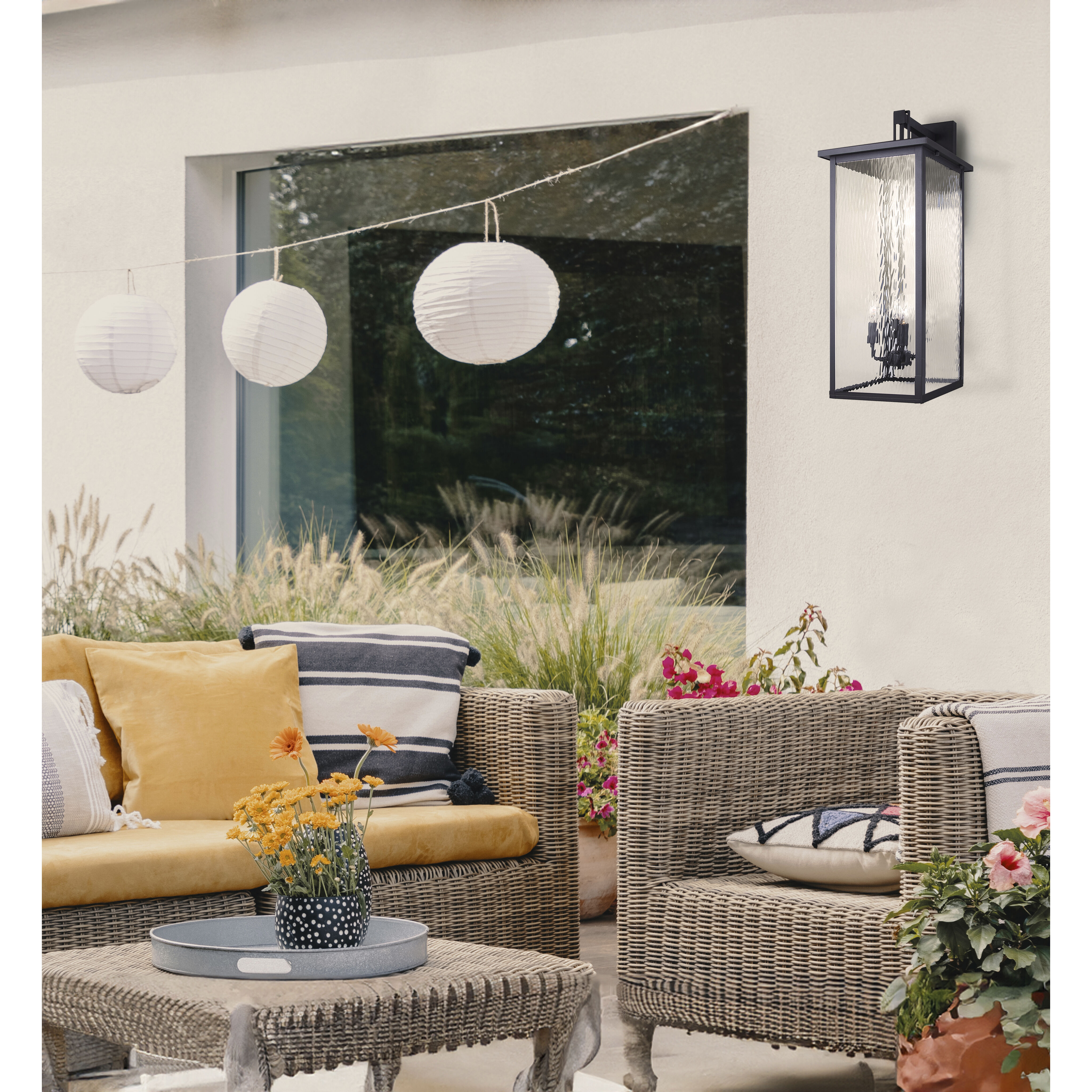 Shana 4 Light 30 inch Black Outdoor Wall Lantern