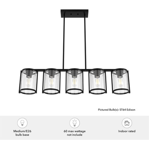 Astwood 5 Light 39 inch Matte Black Linear Chandelier Ceiling Light, Large