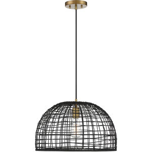 Bohemian 1 Light 18 inch Black with Natural Brass Accents Pendant Ceiling Light