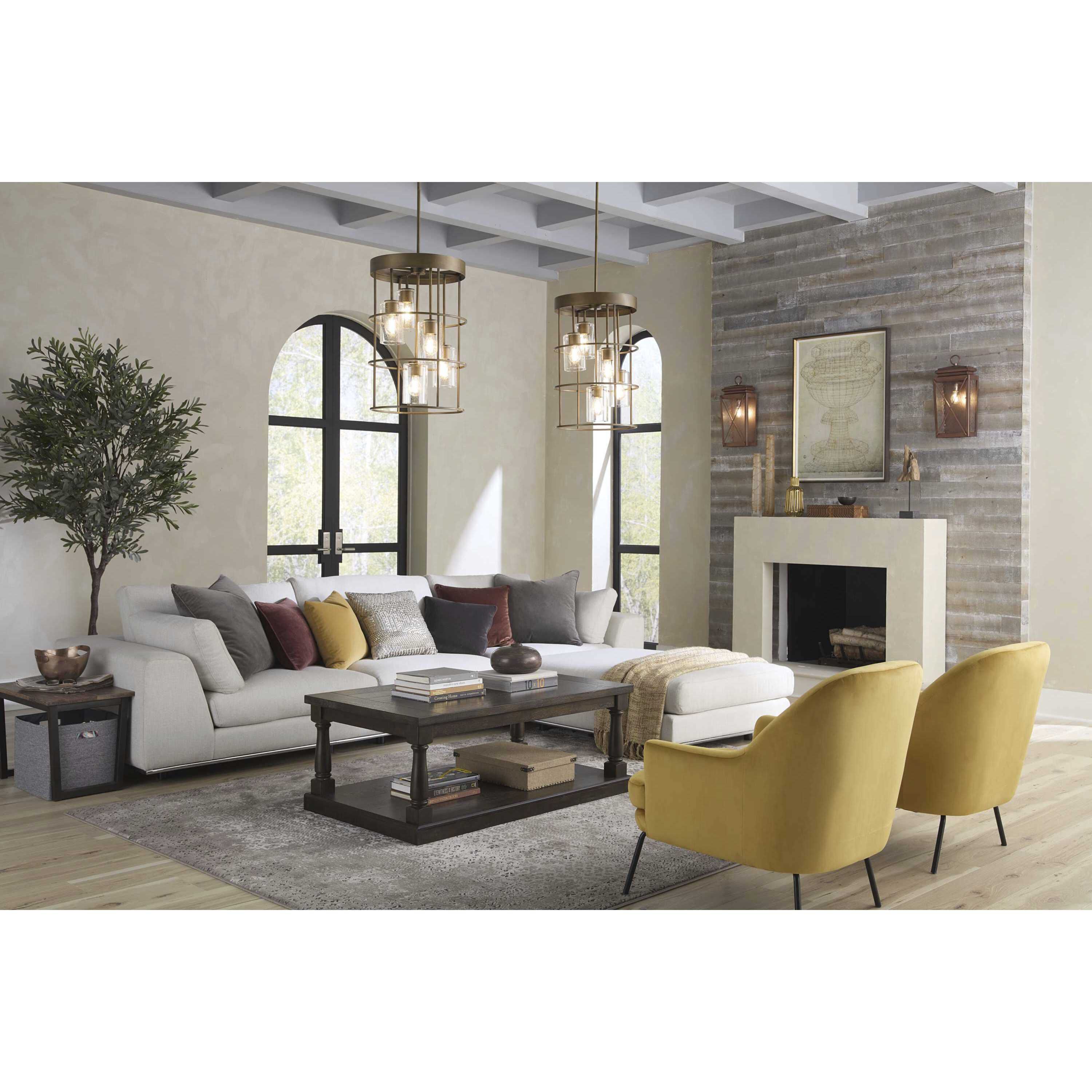 Burgess 5 Light 15.5 inch Aged Bronze Foyer Light Ceiling Light, Design Series