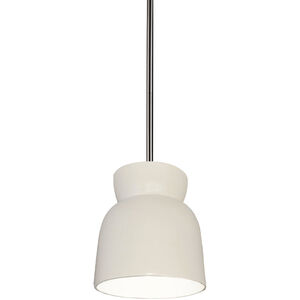 Radiance Collection 1 Light 8 inch Matte White with Brushed Nickel Pendant Ceiling Light
