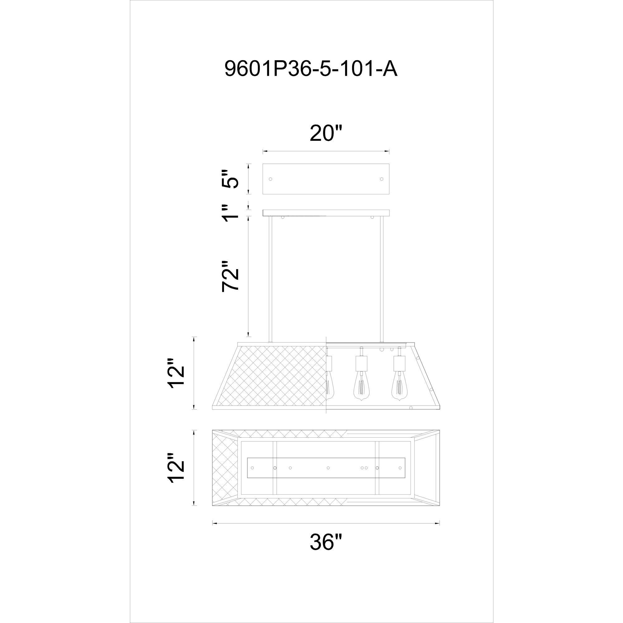 Alyson 5 Light 36 inch Black Island/Pool Table Light Ceiling Light