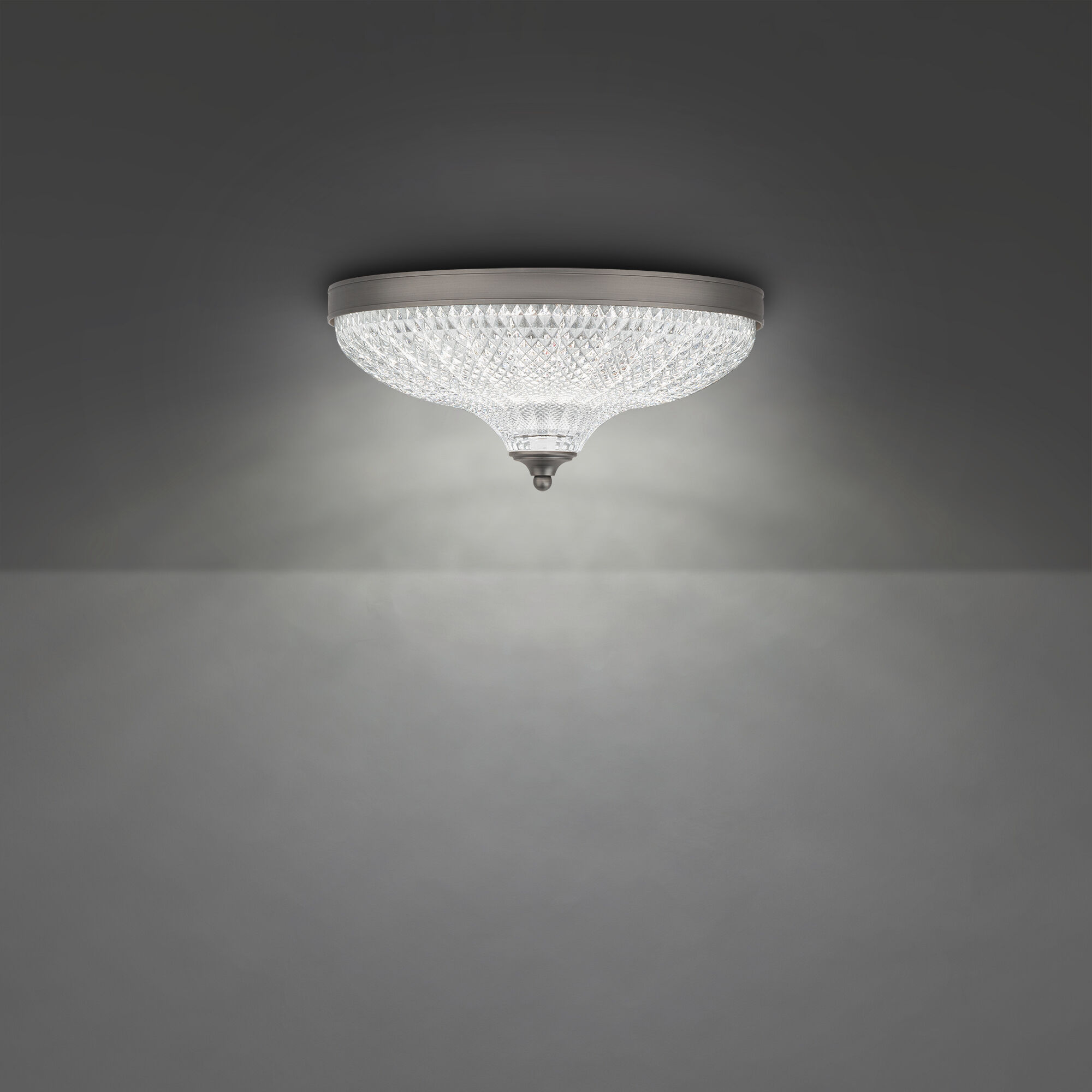 Roma LED 12.13 inch Antique Nickel Flush Mount Ceiling Light, Schonbek Signature