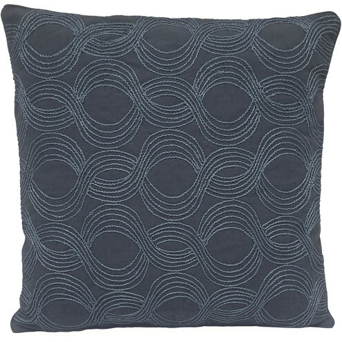 Embroidered Wave 20 X 5 inch Blue Accent Pillow