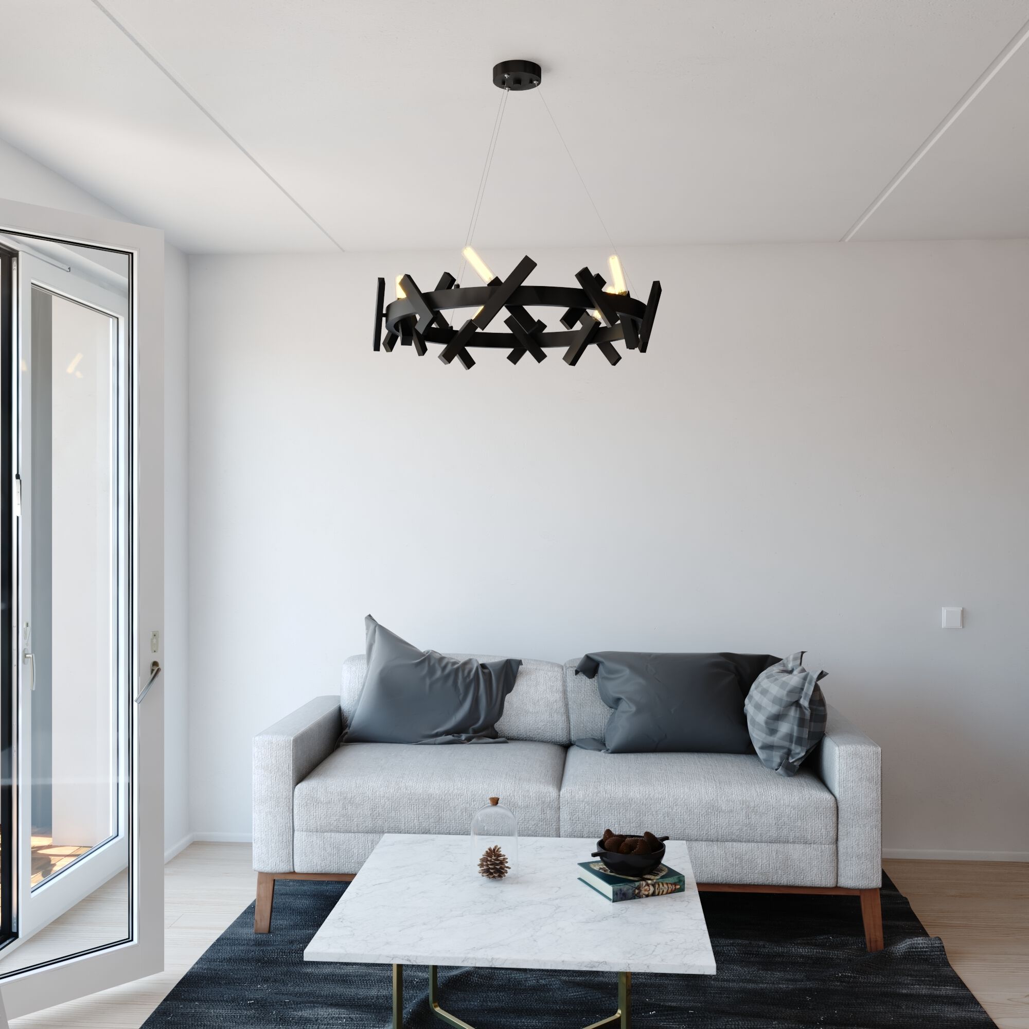 Wells LED 28 inch Matte Black Chandelier Ceiling Light