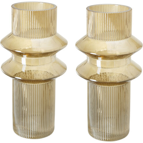Ribbed Glass 11.8 X 5.9 inch Vase in Amber