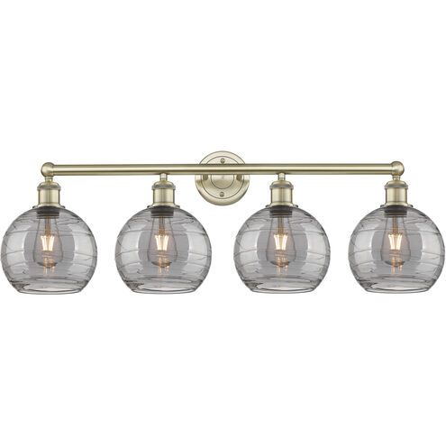 Edison Athens Deco Swirl 4 Light 35 inch Antique Brass Bath Vanity Light Wall Light