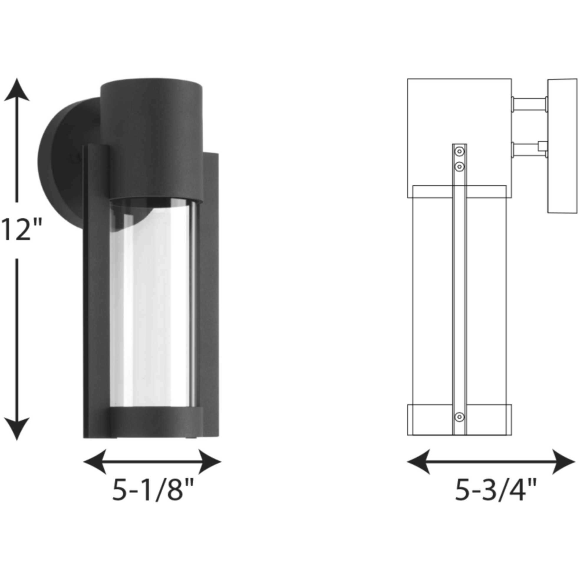 Z-1030 LED LED 12 inch Textured Black Outdoor Wall Lantern, Small, Progress LED
