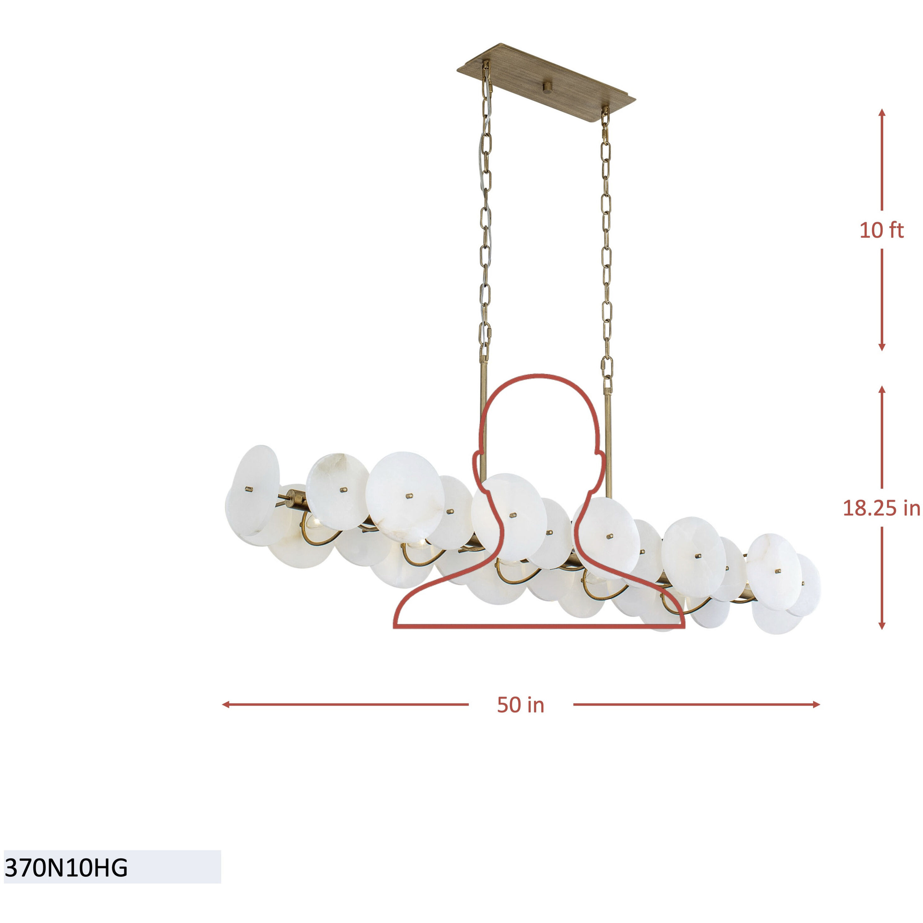 Cosmos 10 Light 50 inch Havana Gold Linear Pendant Ceiling Light, Smithsonian Collaboration