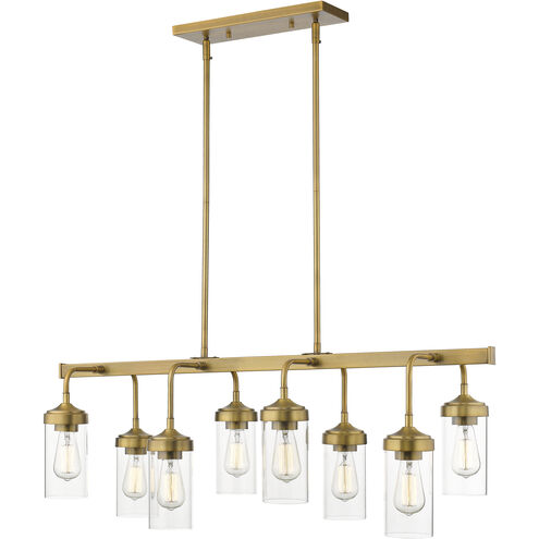 Calliope 8 Light 40 inch Foundry Brass Linear Chandelier Ceiling Light