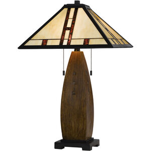 3106 Tiffany 26 inch 60.00 watt Oak Table Lamp Portable Light