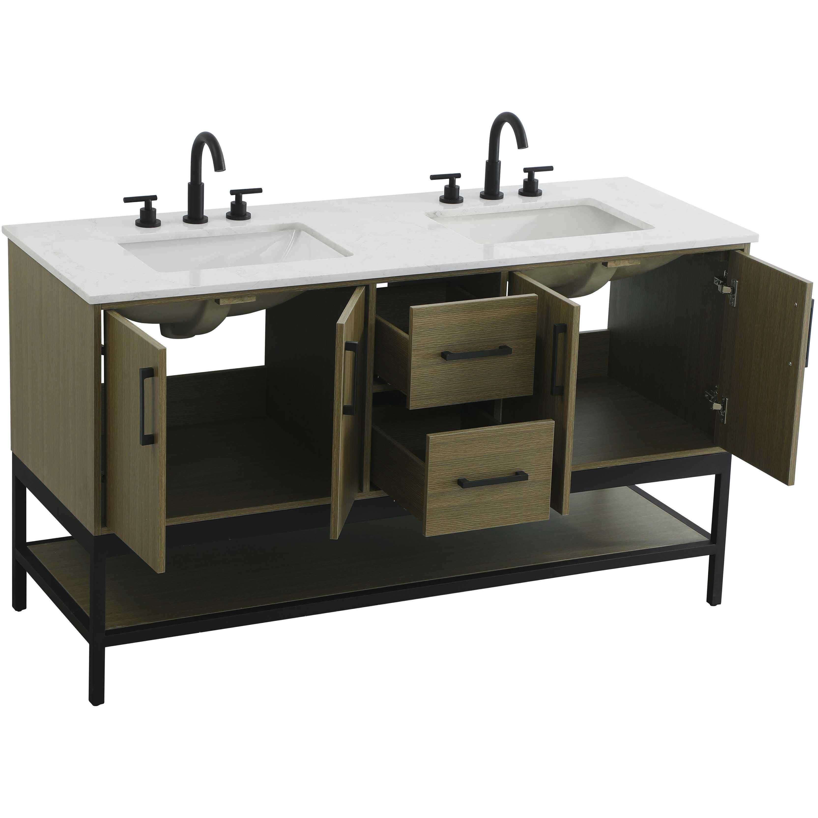 Lennox 60 X 34 inch Chestnut Brown Bathroom Vanity Cabinet