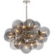 Shine 17 Light 33.75 inch Polished Nickel Chandelier Ceiling Light in Smoke Glass