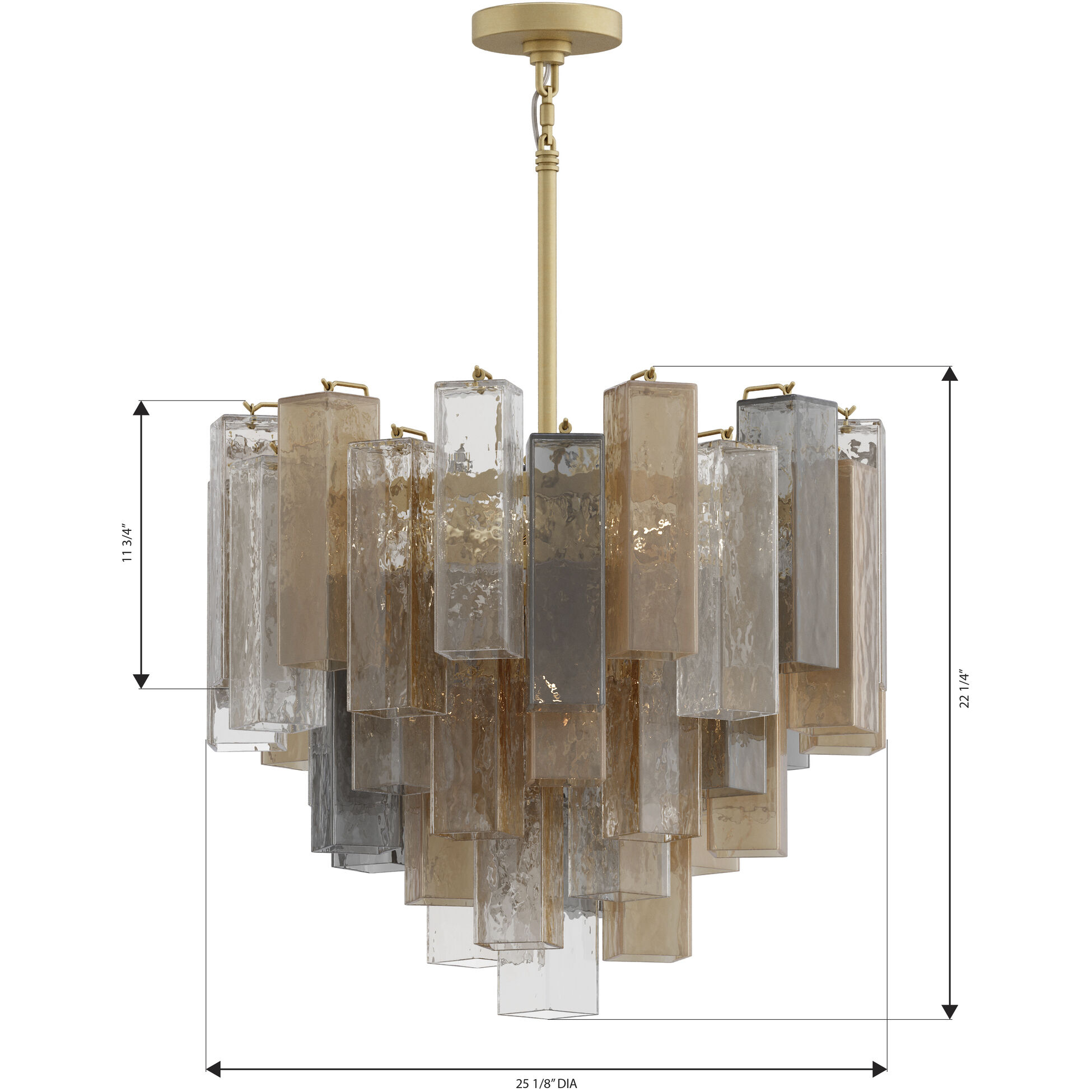 Torvento 9 Light 25.25 inch Legacy Brass Pendant Ceiling Light in Clear,  Grey and Amber Handmade Glass
