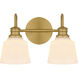 Hinton 2 Light 14 inch Aged Brass Bath Light Wall Light, Medium