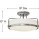 Harper 3 Light 18 inch Brushed Nickel Indoor Semi-Flush Mount Ceiling Light in White