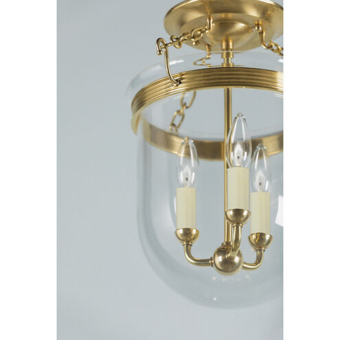 Rousham 3 Light 12.75 inch Aged Brass Semi Flush Ceiling Light