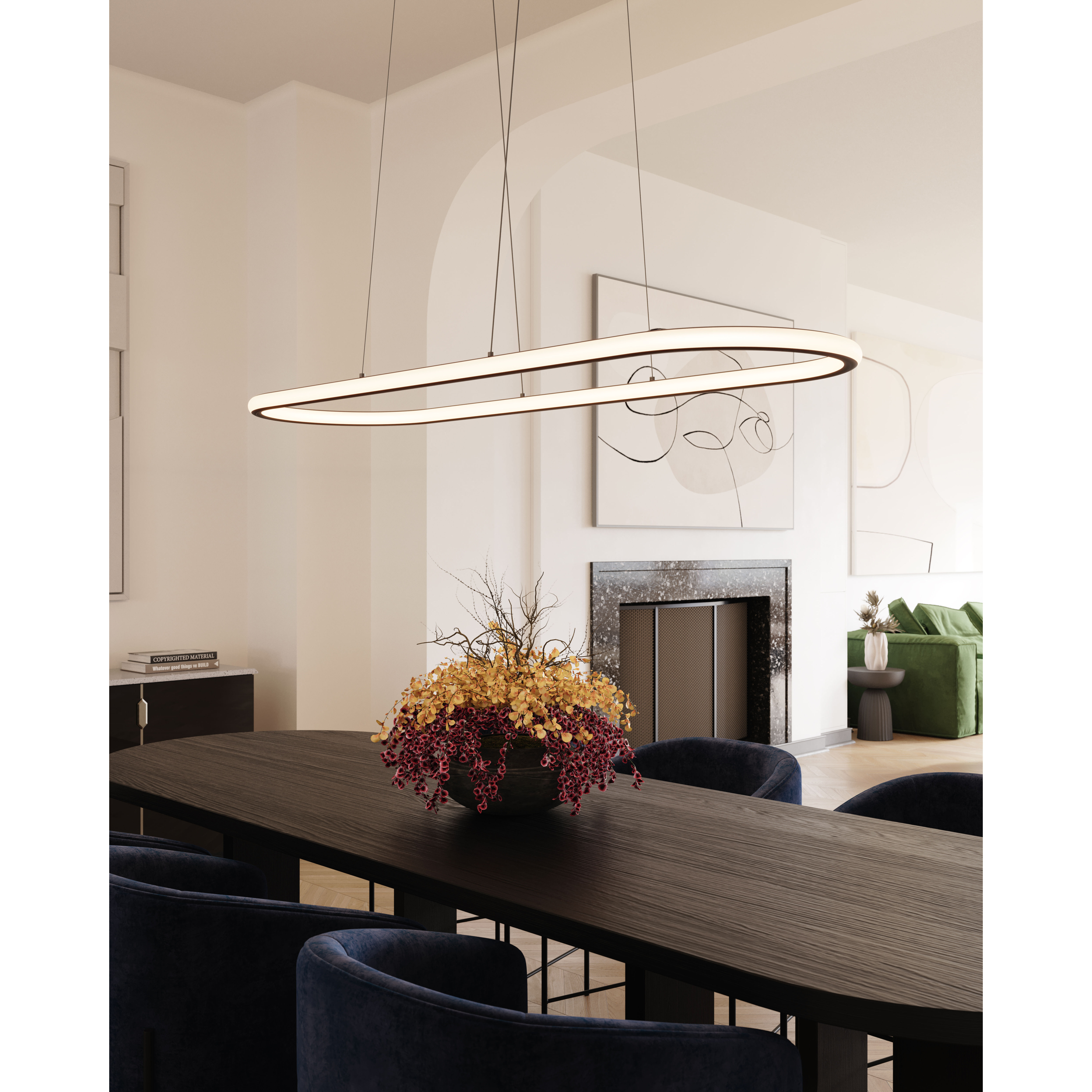 Luna LED 61.5 inch Satin Black Pendant Ceiling Light in 3500K