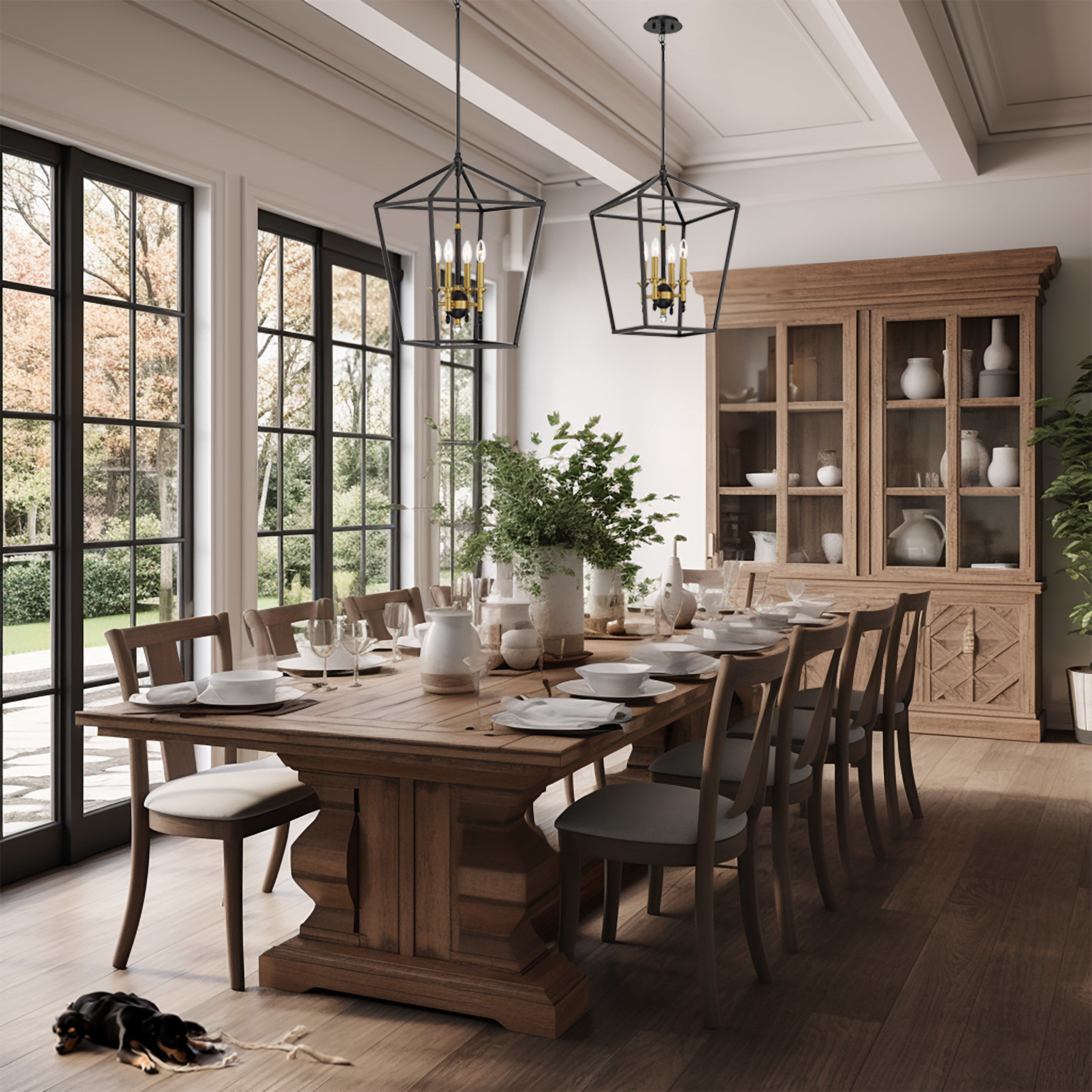 Townhall 4 Light 16 inch Coal/Soft Brass Pendant Ceiling Light