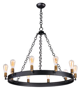 Noble LED 37.5 inch Black with Natural Aged Brass Chandelier Ceiling Light