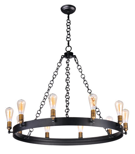 Noble 10 Light 38 inch Black/Natural Aged Brass Chandelier Ceiling Light in Medium Base Incandescent