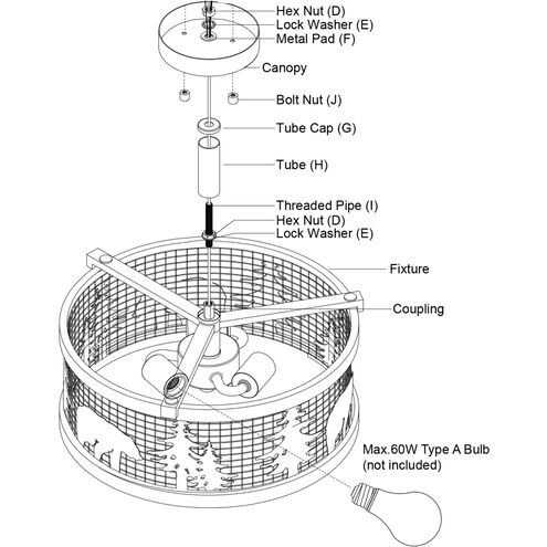 Kodiak LED 16 inch Black and Burnished Teak Semi-Flush Mount Ceiling Light
