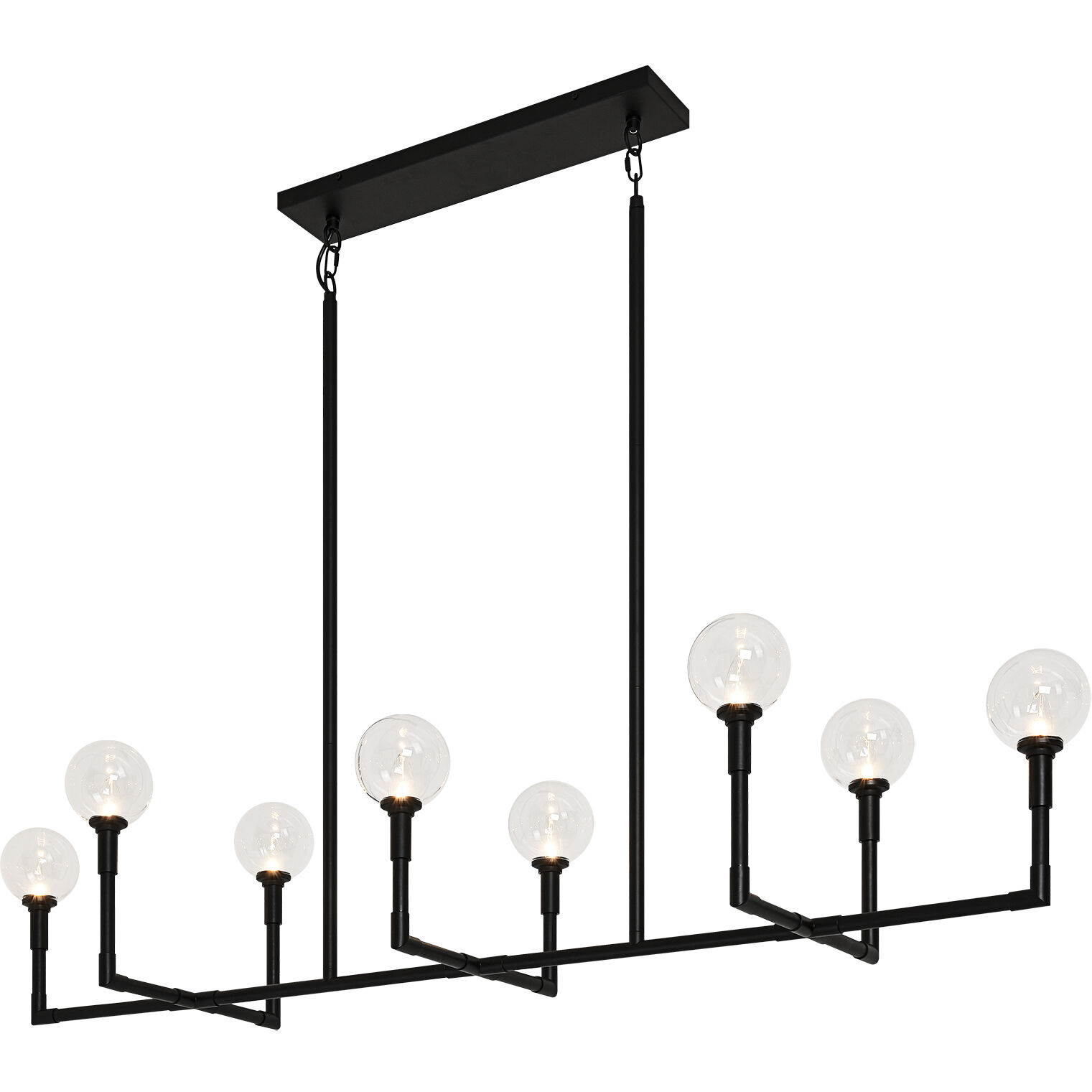 Candlestix 8 Light 50 inch Black Chandelier Ceiling Light in Black and Clear