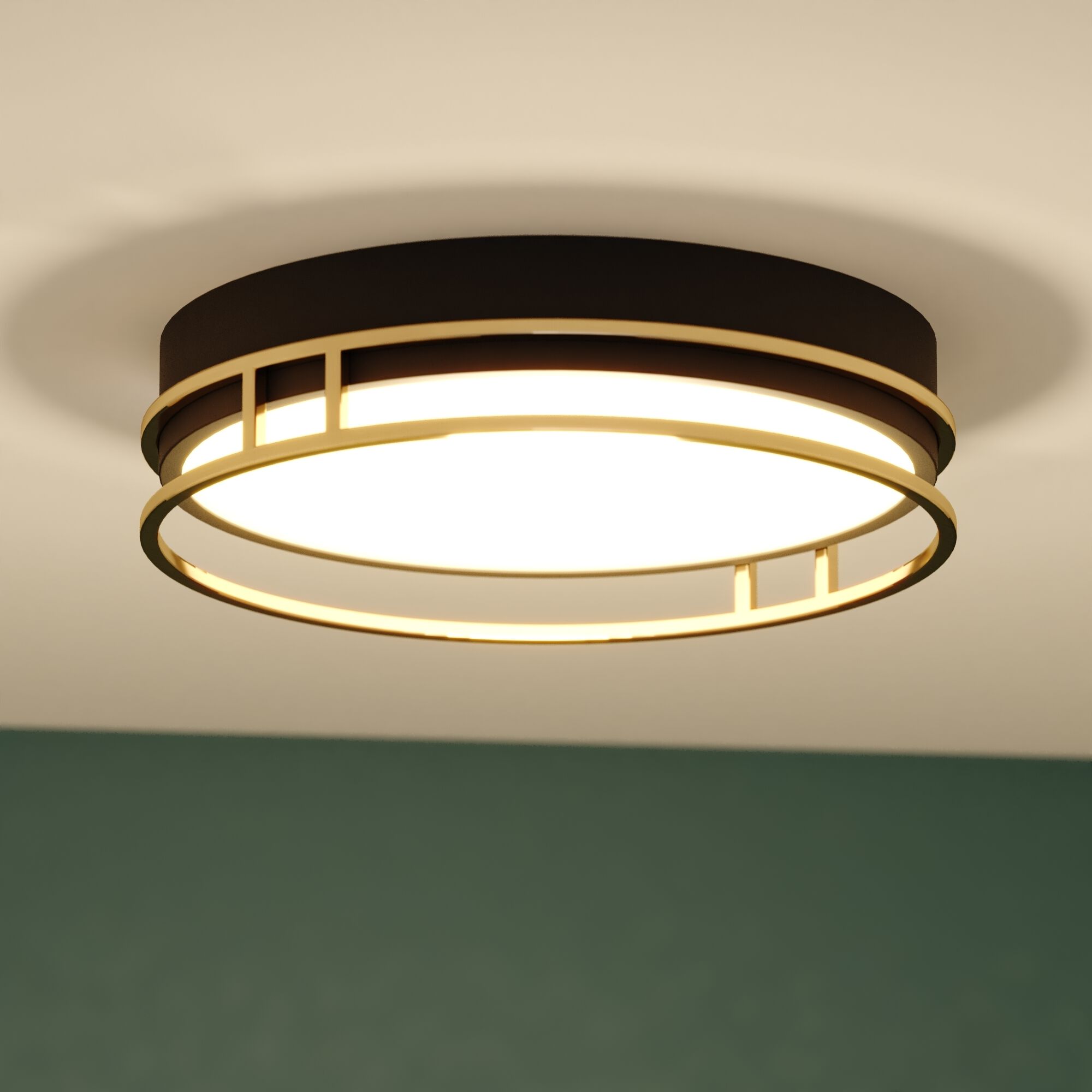 Northgate LED 16 inch Matte Black and Satin Gold Flush Mount Ceiling Light
