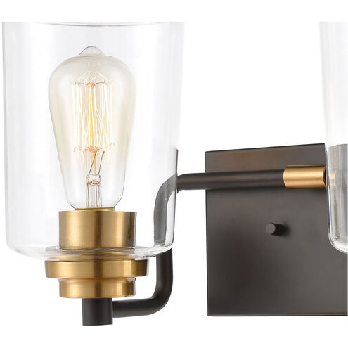 Moore 2 Light 14 inch Matte Black with Brushed Brass Vanity Light Wall Light