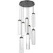 Ledgestone LED 27.5 inch Matte Black Chandelier Ceiling Light in 3000K LED, Clear Ledgestone, Round Multi-Port