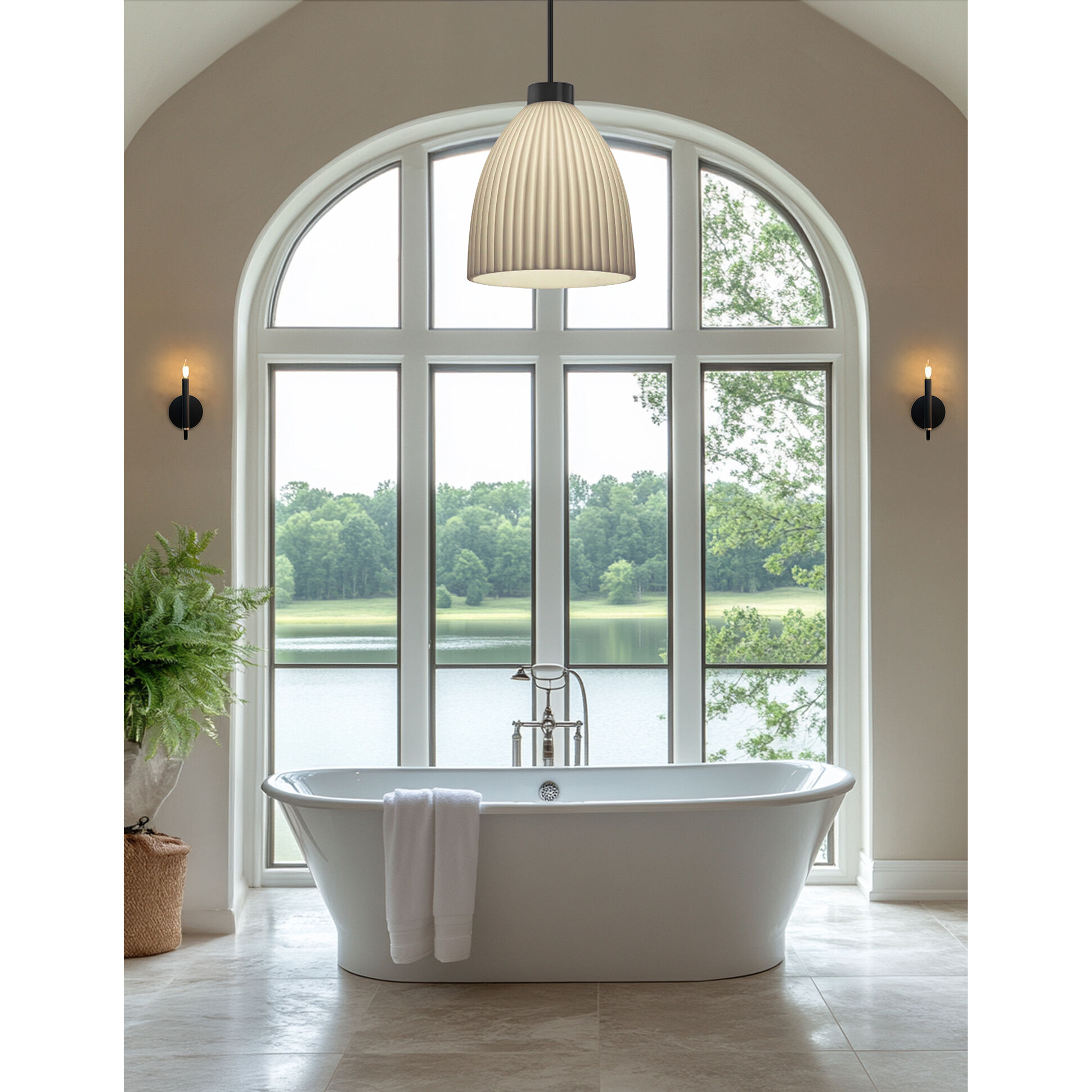 Porcelina LED 18 inch Matte Black Pendant Ceiling Light