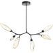 Rock Crystal LED 43.6 inch Matte Black Linear Pendant Ceiling Light in Chilled Amber, 2700K LED, Modern Branch