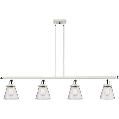 Ballston Small Cone LED 48 inch White and Polished Chrome Island Light Ceiling Light in Seedy Glass
