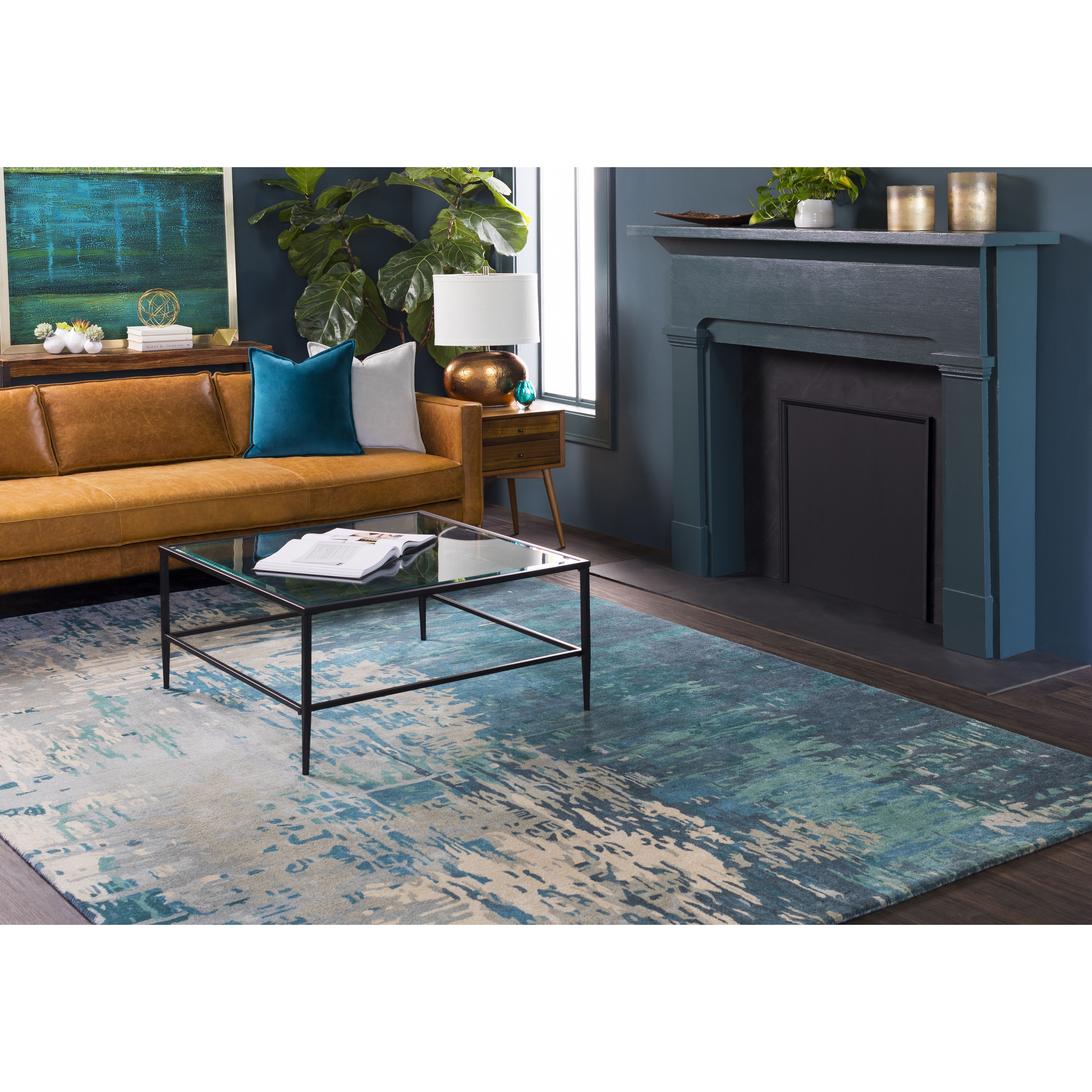 Utica 36 X 24 inch Blue Rug, Rectangle