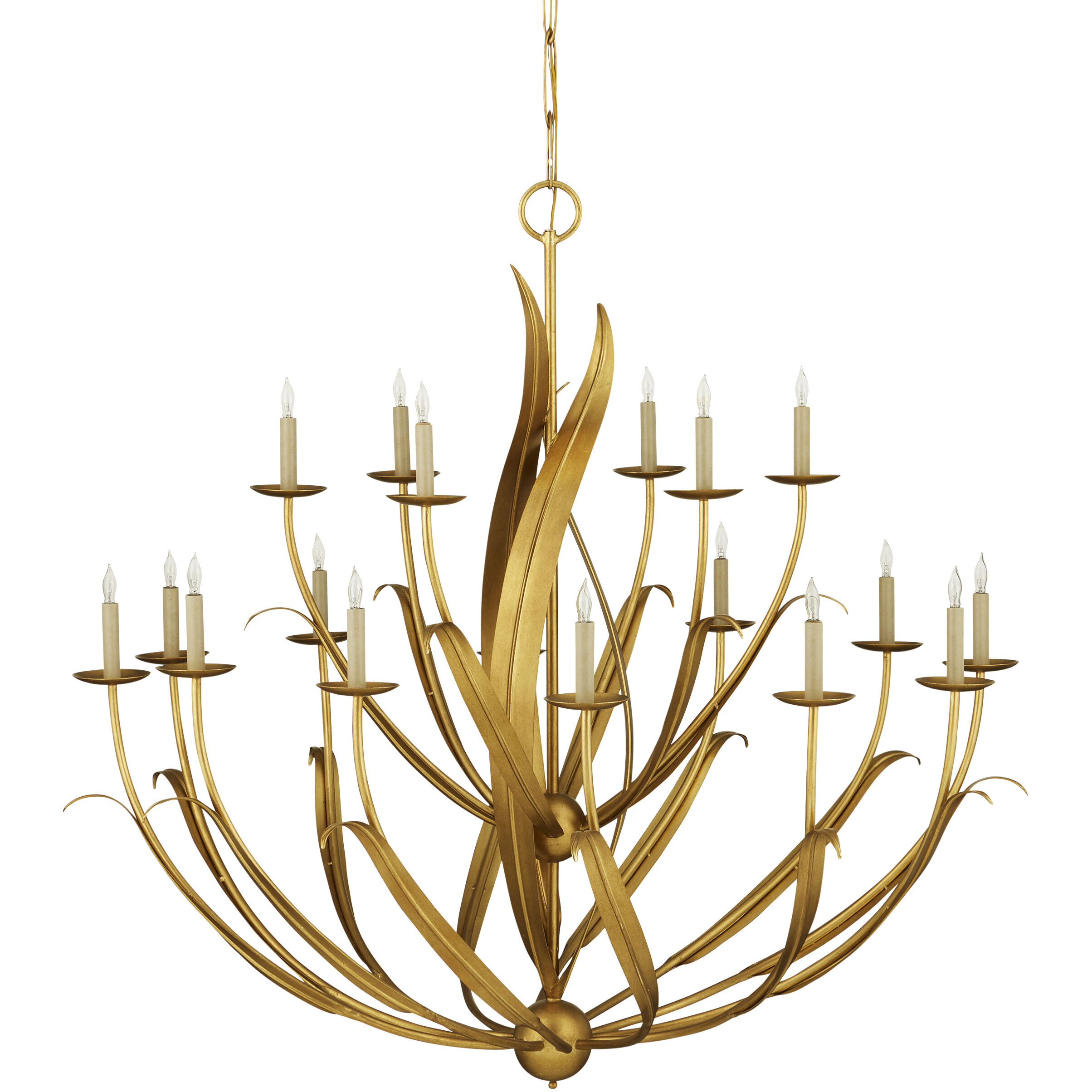 Menefee 18 Light 49.25 inch Antique Gold Leaf Chandelier Ceiling Light, Large